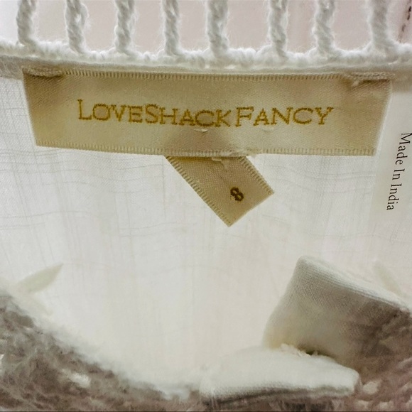 LOVESHACKFANCY DIVINE CROCHET EMBROIDERED WHITE MINI DRESS SIZE 8 - Picture 14 of 16